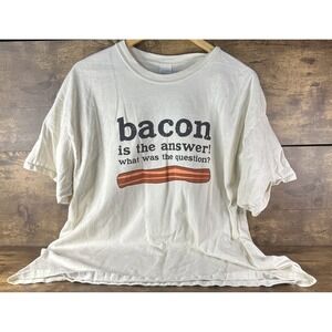 Bacon Is The Answer! What Was The  Question? Men's T Shirt Size XL Fast Shippin